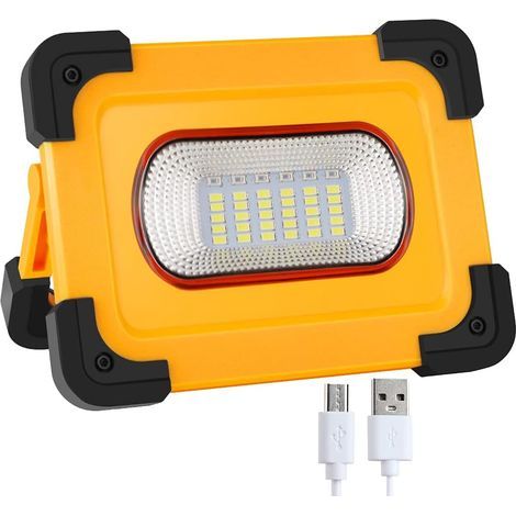 60W Projecteur LED Exterieur Solaire Rechargeable Projecteur Chantier Étanche avec Batterie 7800mAh 4 Modes d'éclairage Lampe de Travail Lanterne Portable Pour Camping, Garage, Atelier (1/5)