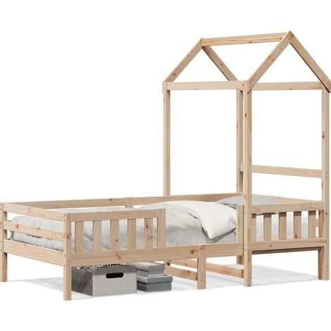 Maison Exclusive - Massivholzbett mit Dach 100x200 cm Kiefer