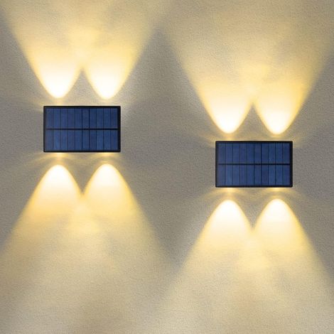 Lampes solaires d'extérieur Up Down Lampes solaires d'extérieur Lampe murale de sécurité 2 modes d'éclairage étanche IP54 Lampe murale de jardin Blanc chaud 2 pièces (1/5)