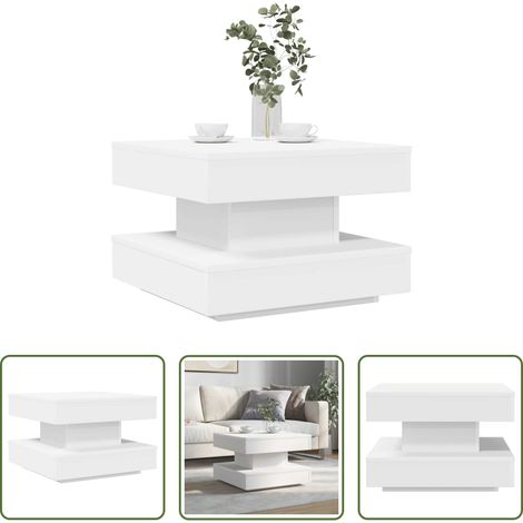 Table basse 360 degrés - Table basse rotative à 360 degrés blanc 50x50x34,5 cm (1/5)