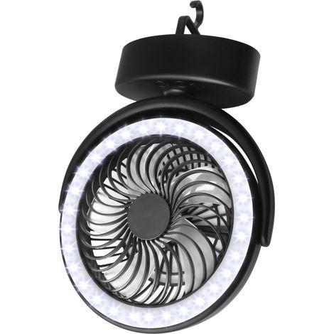 Campingzeltventilator mit USB-aufladbarer, tragbarer LED-Leuchte und Aufhängehaken (1/5)