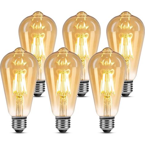 Ampoule LED E27-Blanc Chaud 2500K 470LM Ampoules -4.8W Équivalent 40W  LED E27 ST64 Décorative Dimmable-Lot de 6 [Classe énergétique F] (1/5)