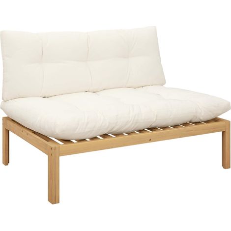 Maison Exclusive - Mittelsofa Einheit Helles Akazie und cremeweiß
