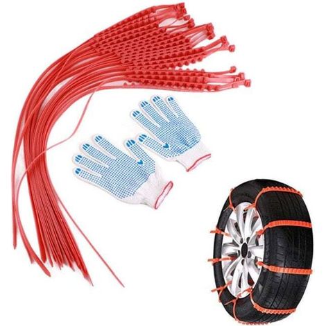 Chaînes à Neige Universelles pour Voiture – Lot de 20 Pièces Réglables avec Gants, Idéales pour Neige, Boue et Sable (1/4)
