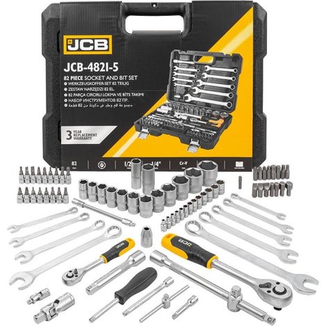 JCB Set di utensili de 82 pezzi, 1/4, 1/2 pollice (6 bordi) (4-32 mm) / valigetta per utensili de utensili