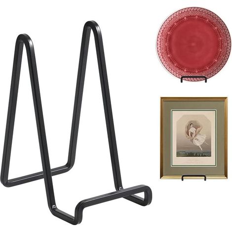 Chevalet Support Presentoir Porte Assiette - 6 Pouces Metal Support Assiette Decorative - Support Cadre Photo de Table - Présentoir de Fer pour Plaque Livre Cuisine Carte Postale Art - Noir (1/5)