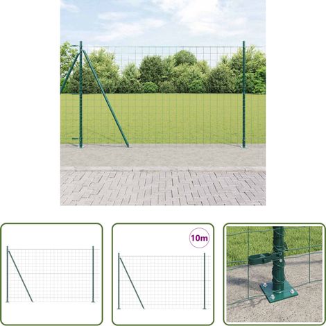 Terrassenzaun - Zaun mit Pfosten Grün 1,4 x 10 m Stahl und PVC (1/5)