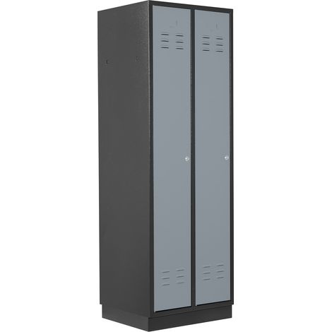 ADB Umkleideschrank / Spind 2-türig, RAL 7016/7001, Anthrazit / Lichtgrau, 178x60x50cm (1/5)