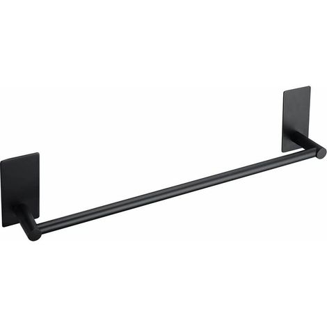 Porte-serviette, Porte serviette salle bain, Porte-serviettes en acier inoxydable 304 unipolaire cuisine et salle de bain support sans clous pâte cuisine et salle de bain pendentif(noir,32CM) (1/5)