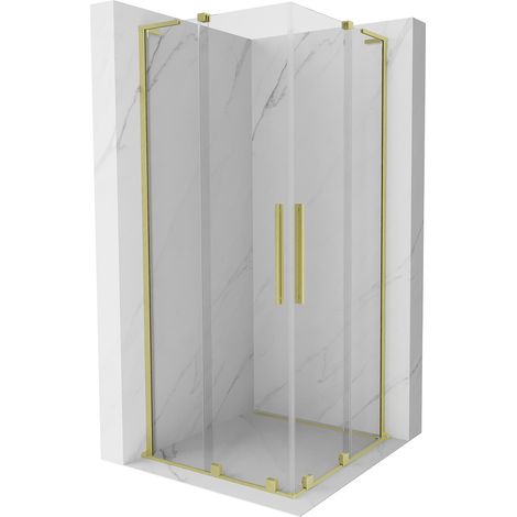 Mexen Velar L Duo Duschkabine Schiebetür 90 x 90 cm, transparent, gebürstetes Gold - 871-090-090-02-03-55 (1/5)