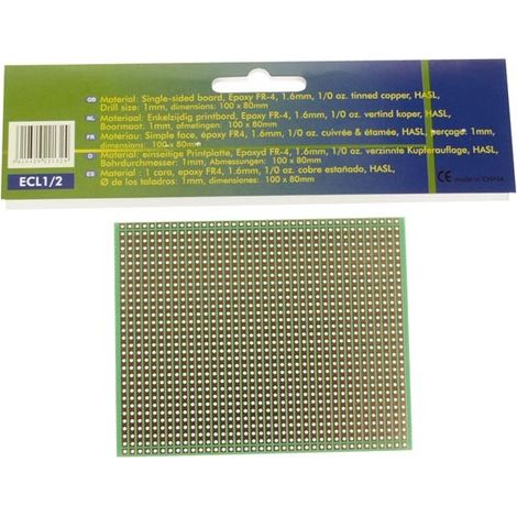 PLACA EUROCARD LÍNEA COMPLETA - 100x80mm - FR4 (1 unidad/blister)
