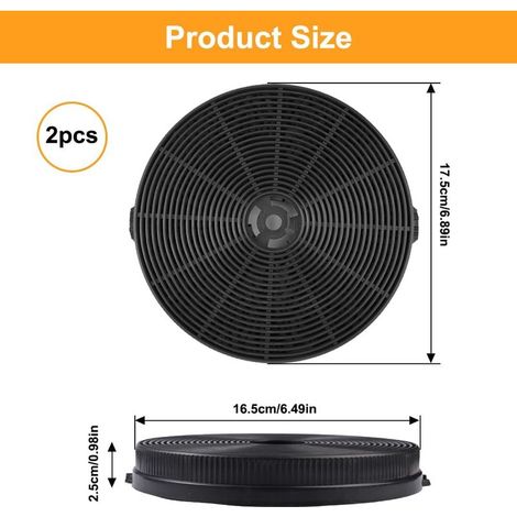 2 Pièces 17.5x2.5 cm Circulation D'air Filtre à Charbon Hotte, Universel Filtre Hotte Aspirante Charbon, Circulaire Filtre Actif Compatible avec de Multiples Marques et Modèles pour Hotte de Cuisine (1/4)