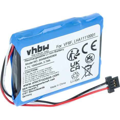 vhbw batteria sostituisce TomTom LHA11110001, VF6F per navigatore GPS (1000mAh, 3,7V, Li-Ion)
