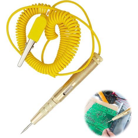 Testeur avec Ampoule DC 6V 12V 24V,Stylo Testeur de Tension pour Véhicules,Testeur de Circuit de Voiture Extensible avec Long Fil Spiralé,Compatible Voitures,Camions,Moto et Bateaux (1/5)