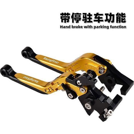 Convient pour Gwangyang Racing H150, poignée de klaxon de stationnement modifiée avec fonction de frein à main, levier de frein au guidon (avec frein de stationnement doré) (1/5)