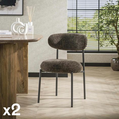 Chaise marron moderne en velours tissé (lot de 2) CREEK (1/5)