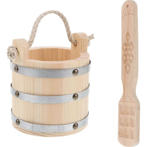 Seau à riz en bois rond pour la cuisine, format 12 x 10 x 10 cm, idéal pour servir du yaourt (1 pièce) (1/5)