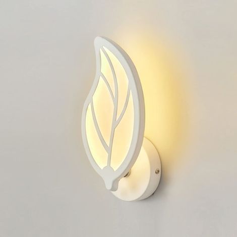 Applique Murale LED 12W, Applique Murale Acrylique, Lampe Murale Interieur Blanche Forme de Feuille, Applique Murale Enfant, Applique Art Deco pour Salon, Chambre, Chevet (Lumière Chaude) (1/5)