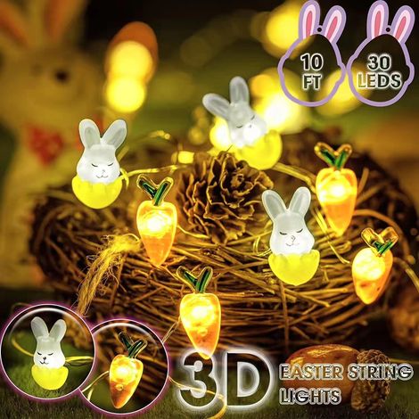 Guirlande Lumineuse de Pâques, 2 M 20 LED Lumières de Oeufs de Pâques, Batterie Opération, Lumières de Oeufs Poussins Pâques pour Pâques Décoration Fête, Extérieure