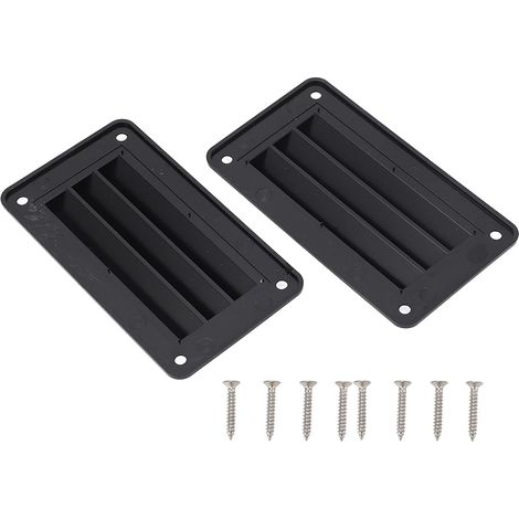 Persienne D'aération de RV, 2 Pièces Persienne D'aération de RV Salle de Bain Bureau Ventilation Grille Persienne pour Bateau Yacht Maison (Noir) (1/5)