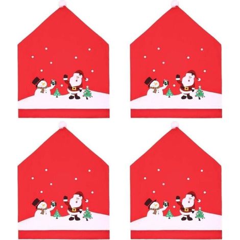 Housses de chaise de noël, 4 pièces, décoration de chaise pour fête de noël et dîner，décorations de Noël (1/4)