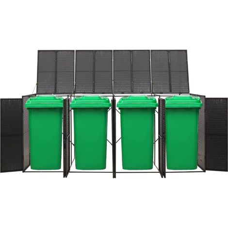 Maison Exclusive - Mülltonnenbox für 4 Tonnen Schwarz 274x80x117