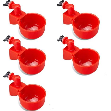 Abreuvoir Pour Volailles - Abreuvoir Automatique En Plastique - Pour Poules Canards Oies Pigeons - Rouge - 10,5 x 4 cm - 5 Pièces