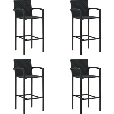Barhocker 4 Stk. Schwarz Poly Rattan