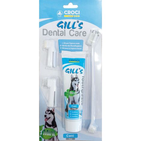Set 6 pezzi Gill'S Kit Dental Care kit per l’igiene orale dell’animale