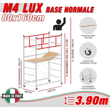 Trabattello M4 LUX base normale Altezza lavoro 3,9 metri