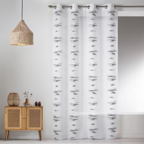 Voilage en Etamine Légère à Motifs Contemporains Gris clair 140x240 cm
