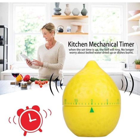 Minuterie de cuisine en forme de citron nouveauté mignonne minuterie de cuisine minuterie rotative manuelle cuisine (1/3)
