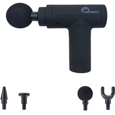 Pistolet massant - LITTLE BALANCE - Sport Relax - 6 vitesses - 4 tetes - Noir (1/5)