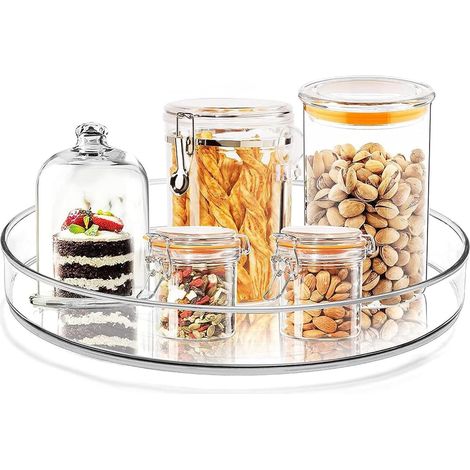 Rotating Tray Organizer, Refrigerator Organizer, 360 Rotating Tray, Spice Rack, Rotating Organizer for Kitchen, Pantry, Cabinet, Dressing Room (9.1 inch Diameter) (1/3)