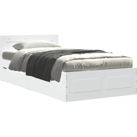 Bed Frame with Headboard White 80 x 200 cm Engineered Wood vidaXL (1/5)