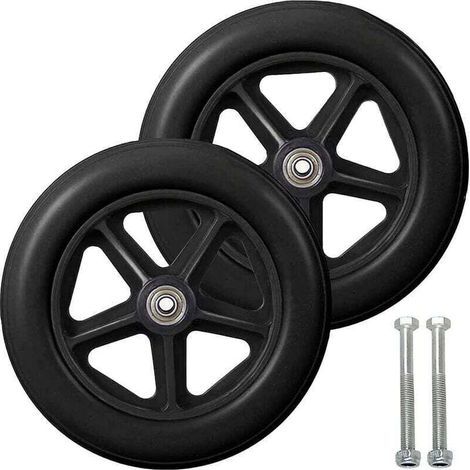 Roulette avant de 8 pouces, 2 roues de rechange pour fauteuil roulant, pneu solide antidérapant, 190 mm gris en noir