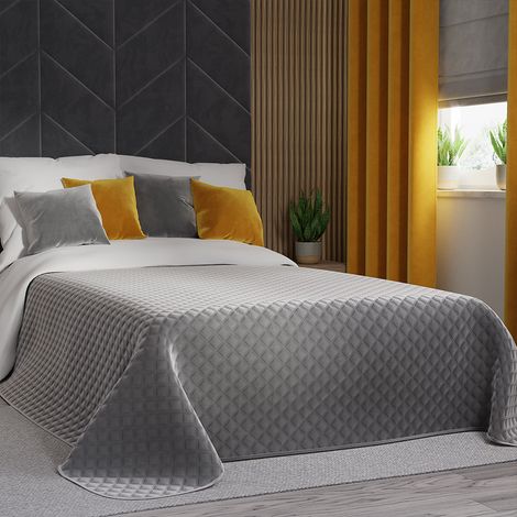 Couvre-lit Velvi 170x210cm - gris froid moderne à motif géométrique (1/5)