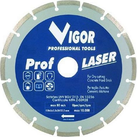 Vigor Dischi Diamantati A Settore Diametro Mm.150