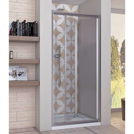 Porta Doccia Libro Due Ante Cristallo 5mm Trasparente h190cm Emma Trasparente 5mm,56/60 cm