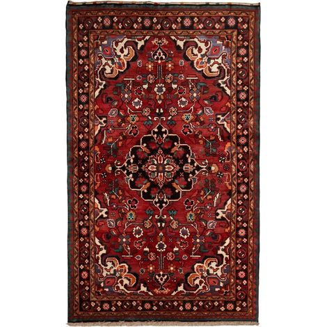 Tapis d'orient, 125 x 204 cm, motif oriental, en laine nouée à la main, rouge, bleu et noir, fabriqué en Iran (1/5)