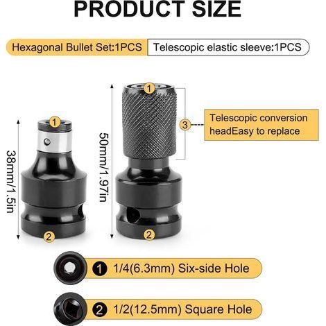 Set bestehend aus 2 Schlagschrauberbits, Steckschlüsseladapter, 1/2"-auf-1/4"-Adapter, Steckschraubendreherbit, Stahlbit für Ratschenschlüssel und Schraubendreherbithalter (1/4)