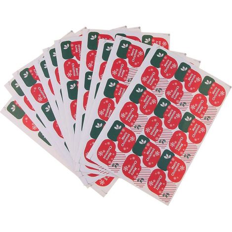 10 Blatt (180 Stück) Weihnachtsaufkleber aus Papier mit Muster, Etiketten für Weihnachtsstrumpf, Geschenkkarten und Backwaren (1/5)