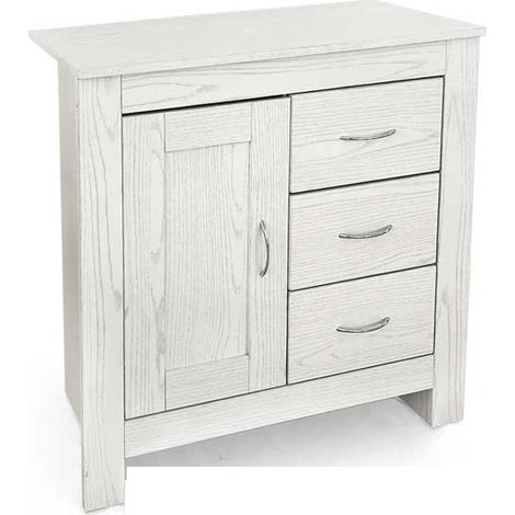MOBILE DA ARREDO CON 3 CASSETTI E ANTA IN LEGNO 80 X 35 X H80 CM COLORE BIANCO (1/2)