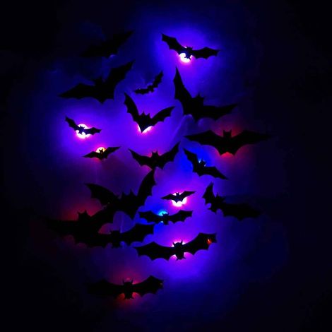 Irovami 24 décorations chauve-souris Halloween – stickers muraux noirs (1/5)