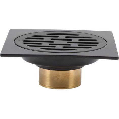 Grille D Evacuation - Acier Inoxydable Et Cuivre - Pour Douche Cuisine Balcon - Carrée - Noir - 1 Piece (1/5)