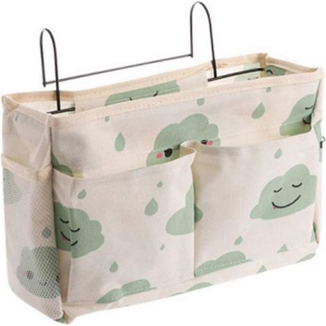 Panier de Rangement Suspendre pour Chevet, Organisateur de Chevet Sac de Rangement Suspendu avec 3 Poches pour Lit Superpos, Dortoirs (1/4)