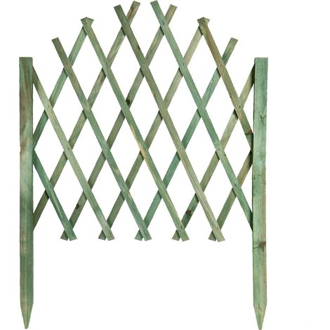 Recinzione Estensibile in Legno a Griglia 117x65 cm con Picchetti Pieghevole per Giardino e Aiuole Disponibile Verde, Naturale, Marrone Verde
