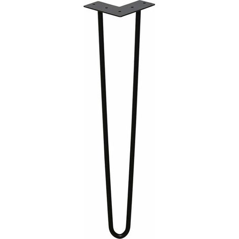 pièces pieds de table en métal pied à 2 tiges, chemins de table de 35 cm pied de table en épingle à cheveux 12 mm, pieds en épingle à cheveux en acier, noir (1/4)