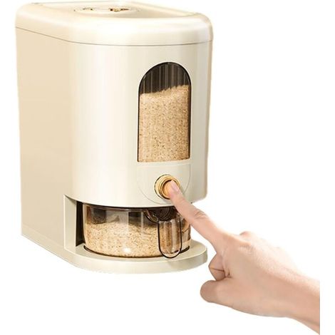 Seau de stockage hermétique pour riz 5 kg – Joint étanche pour conservation – Design push-up pour déchargement facile – Matériau polypropylène (1/4)