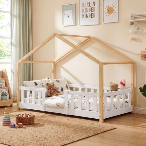 [en.casa] Cama infantil Treviolo forma de casita 80x160 cm Blanco (1/5)